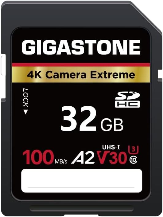 【5-Years Data Recovery】 GIGASTONE 32GB SD Card, 4K Camera Extreme, A2 V30 SDHC Memory Card 4K Full HD Video Compatible with SPYPOINT TACTACAM WOSPORTS Trail Camera