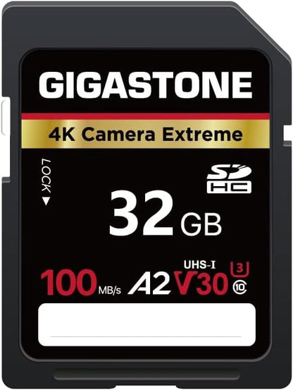 【5-Years Data Recovery】 GIGASTONE 32GB SD Card, 4K Camera Extreme, A2 V30 SDHC Memory Card 4K Full HD Video Compatible with SPYPOINT TACTACAM WOSPORTS Trail Camera