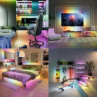 MIWISE RGB Smart IC COB LED Strip Lights Chasing Color, USB LED Strip Light Addressable, Rainbow Effect with Music Sync, App Control, Compatible with Alexa and Google for TV, Bedroom, Cabinet, 9.84ft