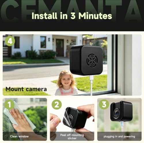 3MP Window Camera,WiFi Indoor Cameras for Home Security-4Pack Black