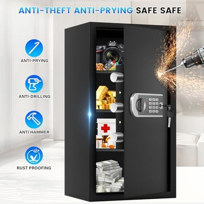 27.56"H Steel Safe Box, 6.0 Cuft Home Safes with Fireproof Waterproof Bag