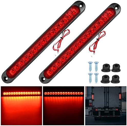 Nilight Trailer Light Bar 2PCS 10" 15 LED Red Park Stop Turn Tail Lights