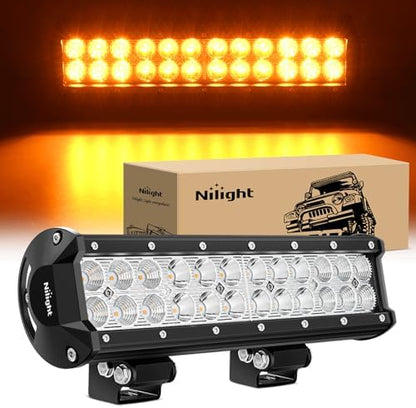 Nilight LED Light Bar 12 Inch 72W Spot Flood Combo Amber Beam