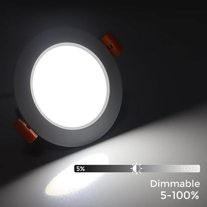 LEDLightsWorld 3.5 Inch LED Recessed Lighting Dimmable Downlight, 7W (55W Halogen Equivalent), 6500K Daylight White, CRI80, Recessed Ceiling Light with LED Driver (8 Pack)
