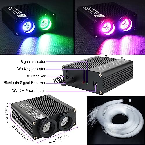 AZIMOM Dual Color 32W 400pcs Fiber Optic Starlight Headliner Kits 0.03in 9.8ft Fiber Strands Sound-Activated APP/Bluetooth Remote Control Home Car Star Ceiling Roof Decor