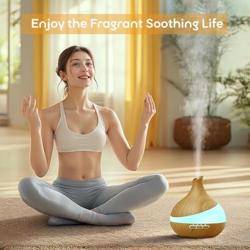 HJTHJT 500ML Essential Oil Diffuser for Home: 14 Color LED Humidifier