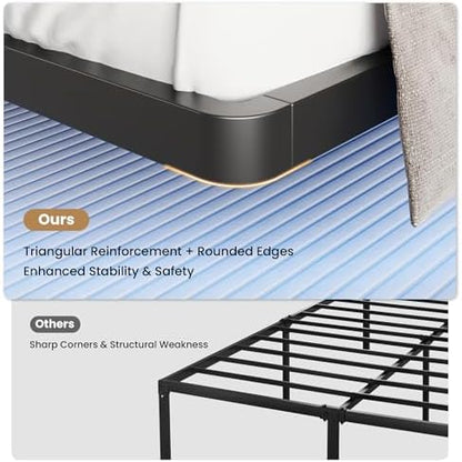SHA CERLIN Full Size Floating Bed Frame with Smart LED Lights, Black
