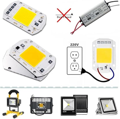 Pack of 10, LED COB Chip Lamp AC110V 10W/20W/30W/50W Smart IC No Need Driver DIY Flood Light Outdoor Chip Lamp Household Bulbs(Cold White,20W)
