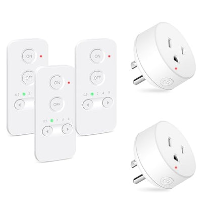 NineLeaf Remote Timer Switch, 500FT Long Range Wireless Plug in Light Switch, Easy Setup Remote Outlet, Programmable On/Off Control for Fans, Lights, Household Appliances,3Remotes 2Outlets