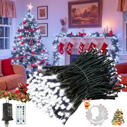 Voice Control 88 Ft 240 LED Smart String Lights with Remote, Cool White