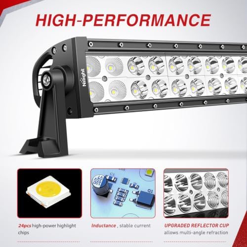 Nilight 13.5 Inch 72 W LED Light Bar with Yellow Black Covers