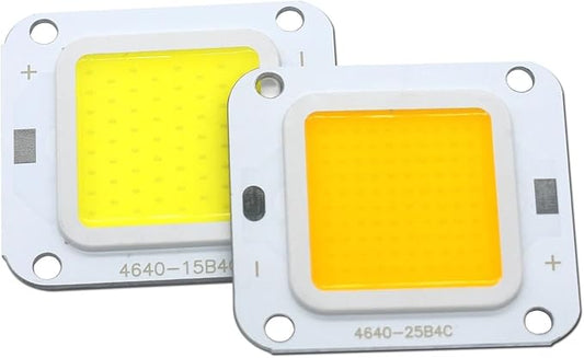 2PCS Smart IC No Need Driver LED COB Lamp Bead DC27-36V 10W 50W 60W 70W DIY Flood Light Bulb Outdoor Spotlight Landscape Chip Lamps(6500K,50W 46X40MM)