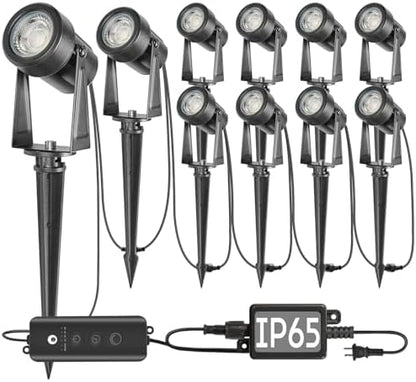 SUNTHIN 10 Pack Landscape Lights with Dusk to Dawn Sensor Controller