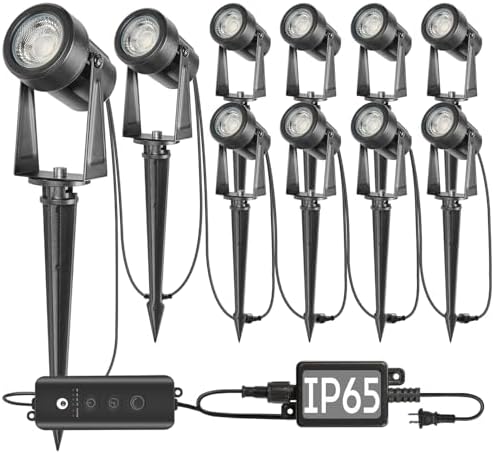 SUNTHIN 10 Pack Landscape Lights with Dusk to Dawn Sensor Controller