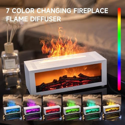 TMEHM Fireplace Flame Essential Oil Diffuser Humidifier, Aromatherapy