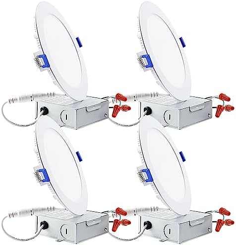 TORCHSTAR 4-Pack 6 Inch Ultra-Thin LED Recessed Light, 2700K