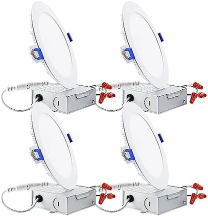 TORCHSTAR 4-Pack 6 Inch Ultra-Thin LED Recessed Light, 2700K