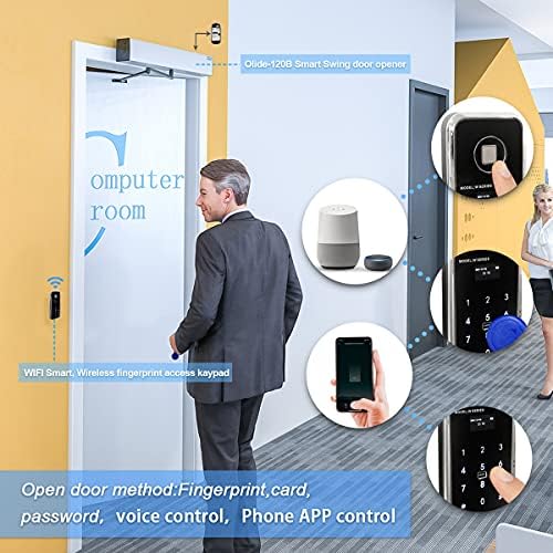 WiFi Access Control 400lb Holding Force Electic Magnetic Door Lock System Kit with Remote and Smartphone app Control, paired with Wireless Fingerprint and Access Kaypad (Fingerprint and Access Kaypad)