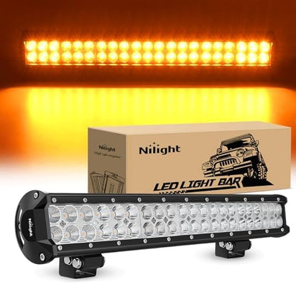 Nilight LED Light Bar 20 Inch 126W Spot Flood Combo Amber Beam