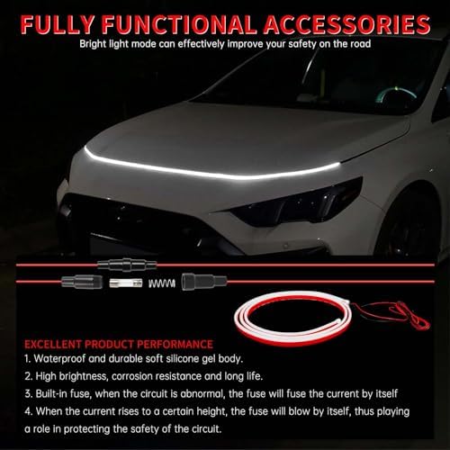 DREAMOTOR 71 Inch Car Hood Light Strip, White Car LED Hood Light