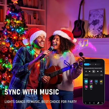 TW SHINE Smart Christmas Lights, 300 LED 98.5FT Color Changing Halloween String Lights Clear Wire with Remote & APP, Waterproof RGB Christmas Tree Light for Outdoor Indoor Decorations