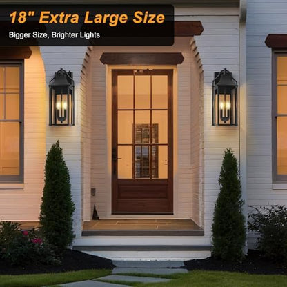18IN Dusk to Dawn Outdoor Wall Sconce, 2-E12 Base Porch Light
