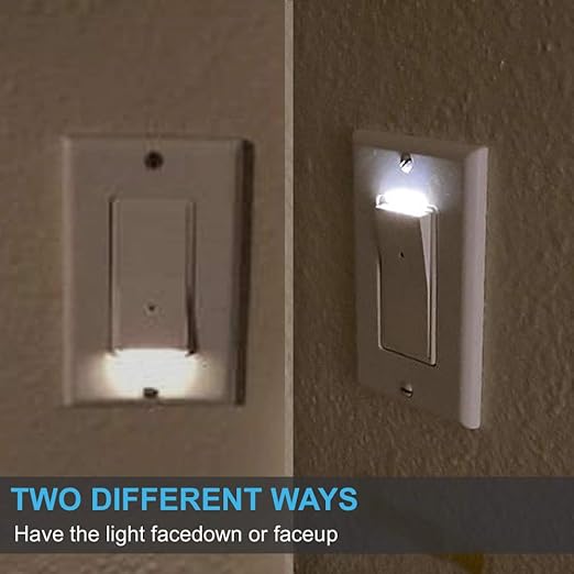 4 Pack Illuminated Light Switch, Lightswitch with LED Night Light, Automatic On/Off Sensor, Single Pole Switch, 15Amp 120/277Volt,White