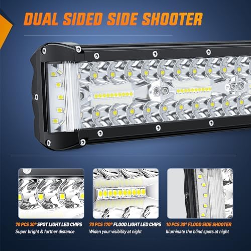 Nilight 20 Inch Side Shooter Light Bar Spot Flood Combo Triple Row