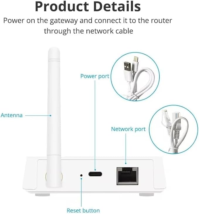 Zigbee Hub T1 with External Antenna for 2000 sq.ft Coverage, Wired Ethernet Tuya Zigbee Gateway Compatible with Alexa Google Home, Low Power Smart Home Bridge for Tuya Zigbee Devices
