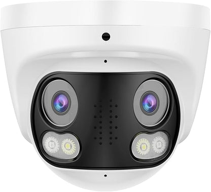 4K 8MP Dual Lens PoE IP Security Camera with 180° Ultra Wide Viewing Angle, 2 Way Talk, Human Detection, SD Card Slot(256GB), Full Color/IR2.0 Night Vision, Compatible with Third-Party NVRs