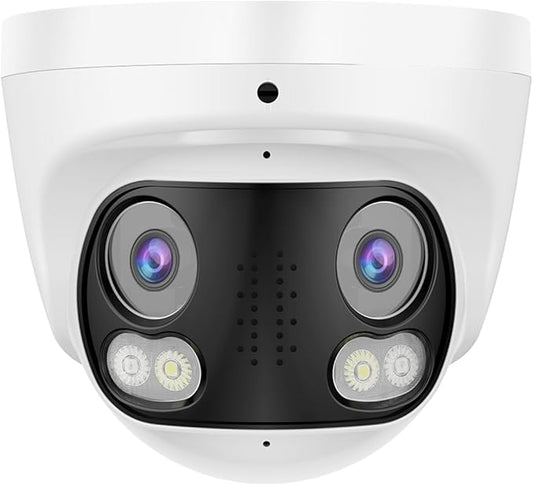 4K 8MP Dual Lens PoE IP Security Camera with 180° Ultra Wide Viewing Angle, 2 Way Talk, Human Detection, SD Card Slot(256GB), Full Color/IR2.0 Night Vision, Compatible with Third-Party NVRs