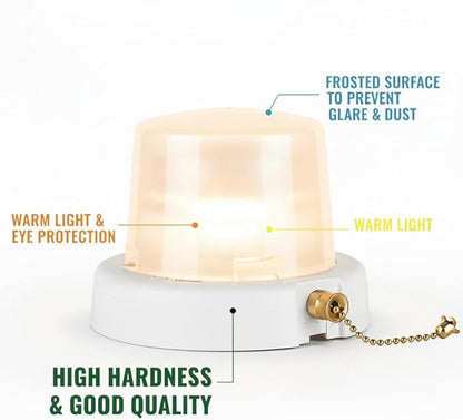 CRIOO GU24 LED Light Bulb with Lampshade & Pull Chain Switch, 9W 60W Equiv, 2700K, 800LM, UL Listed, 2 Prong Twist Lock for Home Kitchen Closet