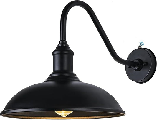 15 Inch Dusk to Dawn Exterior Farmhouse Lighting Barn Light Fixture for House with Anti-ponding Bottom, Outdoor Barn Light Gooseneck Lighting for Garage Patio Porch (15" Diameter, 1 PC)
