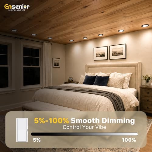 Ensenior 16Pack 4 Inch LED Recessed Ceiling Light, 5CCT, 750LM 9W, Black
