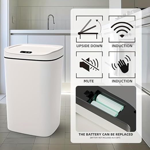 Smart Trash can, Easily Opened with a Wave of Your Hand, Tightly Sealed, Effectively Blocking Odors, Keeping The air Fresh, Stylish in Appearance, Sturdy and Durable, Easy to Clean. (Large)