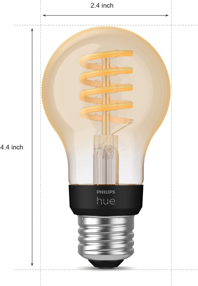 Philips Hue Smart 40W A19 Filament LED Bulb - White Ambiance Warm-to-Cool White Light - 2 Pack - 550LM - E26 - Indoor - Control with Hue App - Works with Alexa, Google Assistant and Apple Homekit