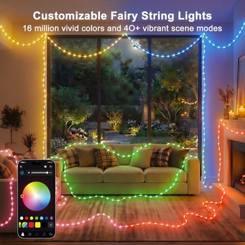OMIKA 100FT 300 LED Fairy Lights Plug in, Smart String Lights with APP & Remote Control DIY Music Sync, Warm White & Color Changing Christmas Lights for Outdoor Indoor Bedroom Party Dorm Decoration