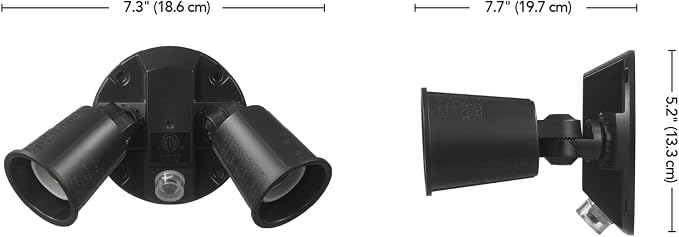 GLOBE Electric 240 W Twin Head Black Hardwired Automatic Dusk to Dawn Security Flood Light, Spotlight, Outdoor, Outside House Lights, 17000083 (Pack of 6)
