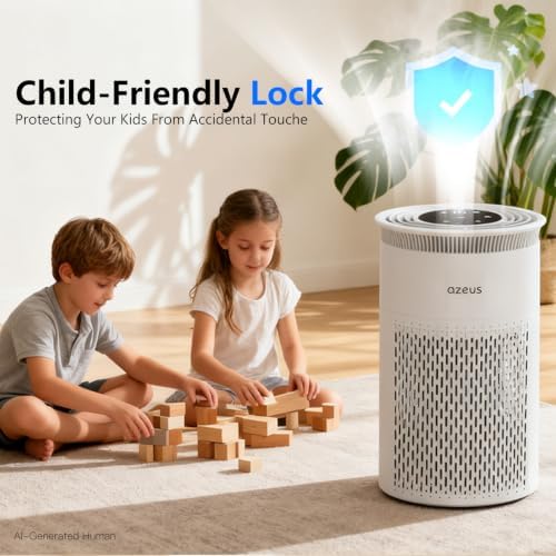 AZEUS Air Purifier for Home, Compact Air Cleaning Device with Multi-Layer Filter, Quiet Operation for Bedroom, Office & Living Room