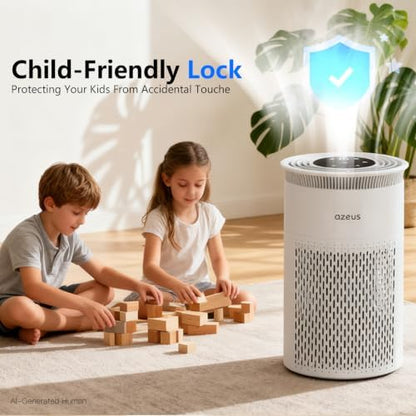 AZEUS Air Purifier for Home, Compact Air Cleaning Device with Multi-Layer Filter, Quiet Operation for Bedroom, Office & Living Room