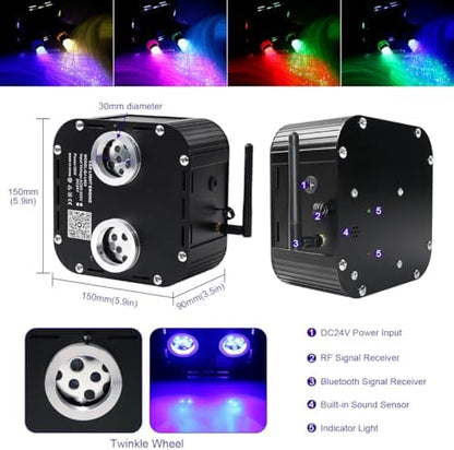 AZIMOM Updated Dual Color 50W Twinkle Fiber Optic Starlight Kits 1800pcs*0.03in*16.4ft Fiber Strands Sound Activated Bluetooth/APP Remote Control Theater Ceiling Home Shop Lobby Roof Decor