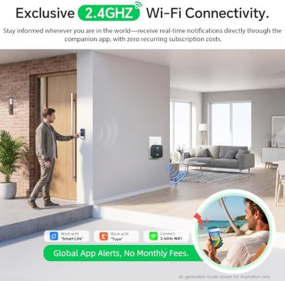 WiFi Wireless Doorbell, Smart Doorbell Chime with Phone App Alerts
