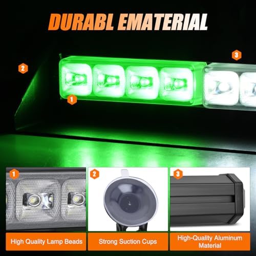 Nilight 8LED Green White Traffic Advisor Strobe Light Bar Hazard Safety