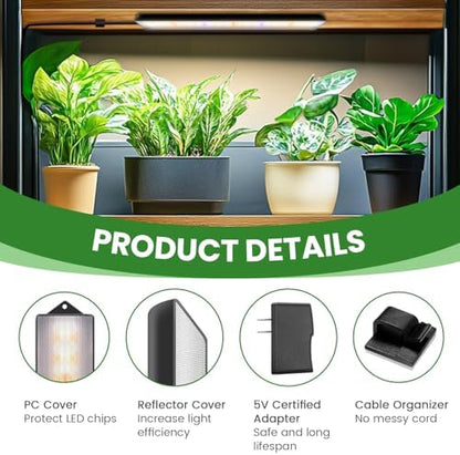 Wolezek 14in Grow Light Strip for Indoor Plants, Full Spectrum
