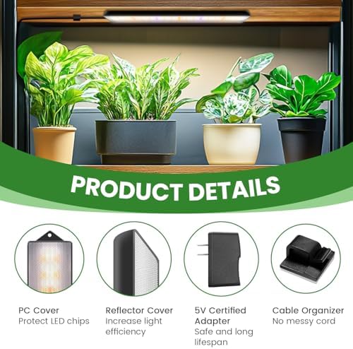 Wolezek 14in Grow Light Strip for Indoor Plants, Full Spectrum