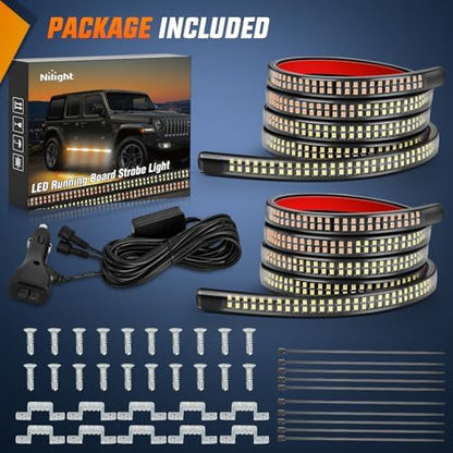 Nilight 2PCS 70 Inch Running Board LED Lights Strip Amber White for Truck