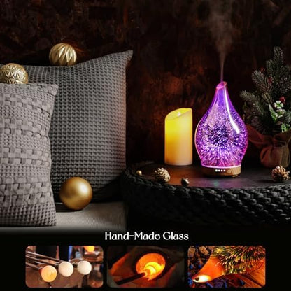 Porseme Essential Oil Diffuser 150ml Handmade Glass Diffuser 6H Runtime