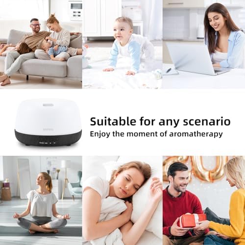 SEEDSEEL 300ML Essential Oil Diffuser with Remote Control, Aromatherapy Diffuser with 7-Color Changing LED Light for Small Rooms, Bedroom, and Home