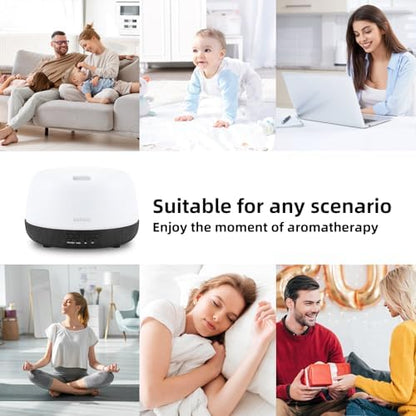 SEEDSEEL 300ML Essential Oil Diffuser with Remote Control, Aromatherapy Diffuser with 7-Color Changing LED Light for Small Rooms, Bedroom, and Home