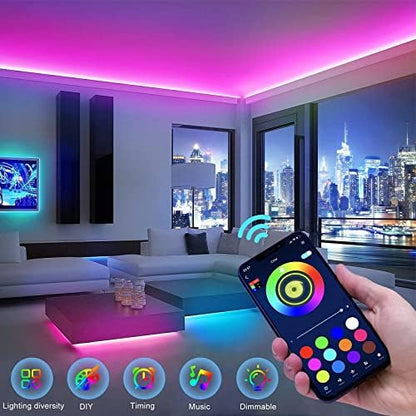 Tenmiro Led Lights for Bedroom, Music Sync LED Rope Lights APP Control with Remote, RGB Led Strip Lights for Room Kitchen Party Home Decoration (65ft)